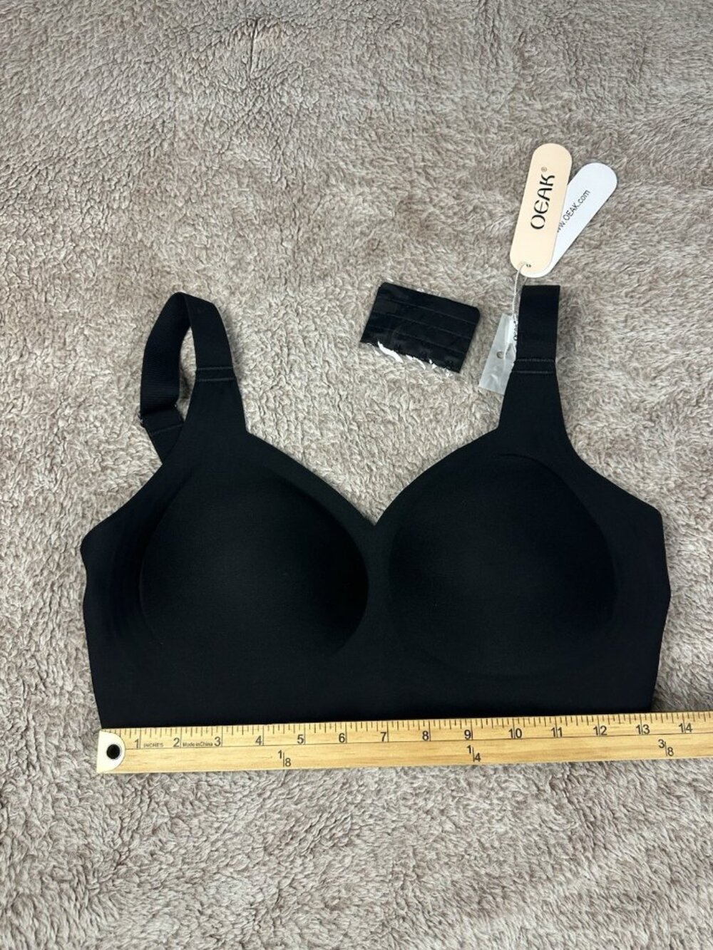 OEAK Womens Wireless Jelly Comfort Bra Black M Padded Seamless Adjustable Strap - Picture 4 of 10